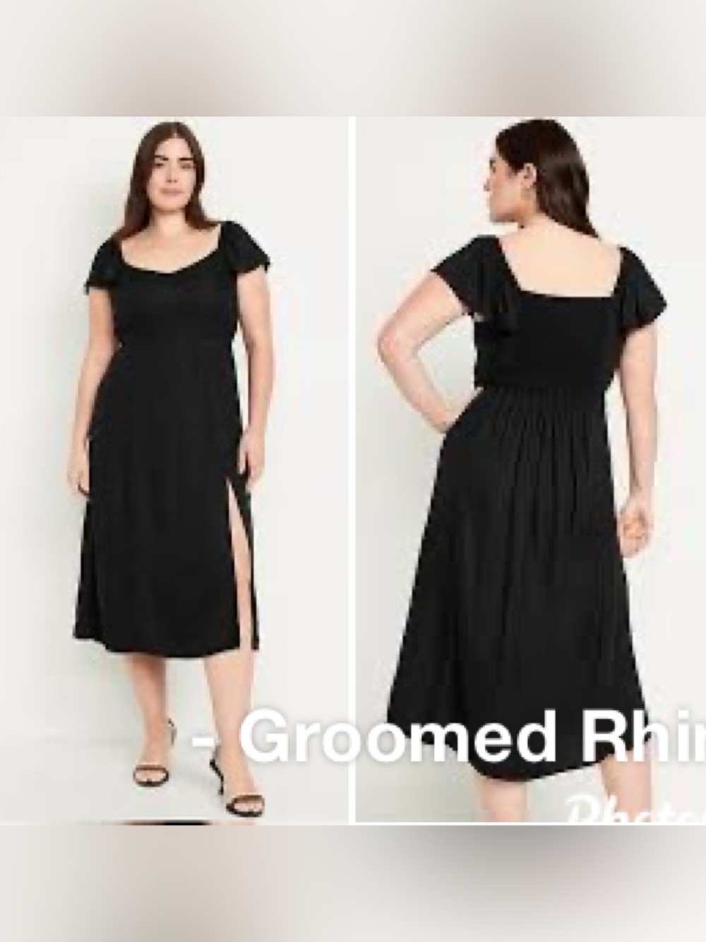 Old Navy Black Flutter Sleeve Crepe Midi Dress Size 2X